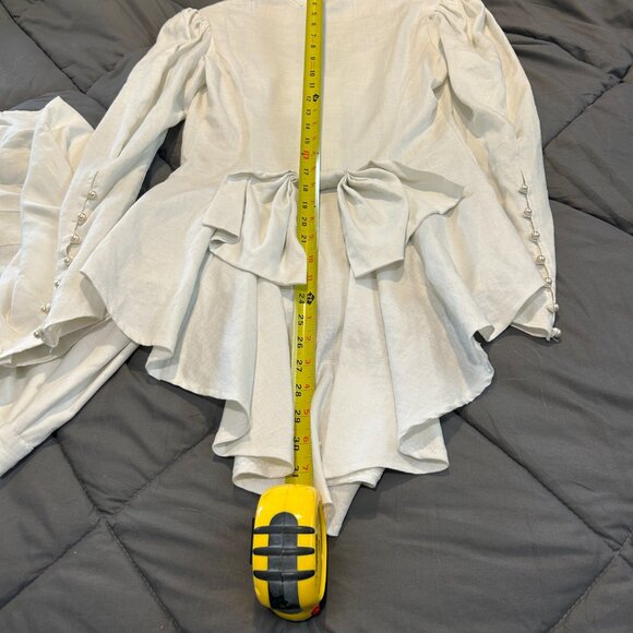 VTG 80s Jessica McClintock Edwardian Ivory Linen Skirt Set - Picture 15 of 16